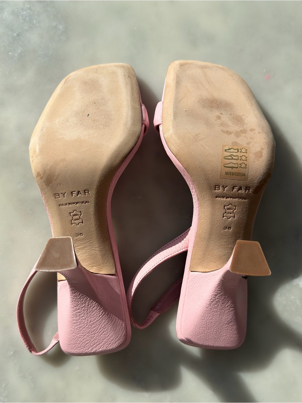 BY FAR Pink Square-Toe Slingback Block Heels - Picture 4 of 5